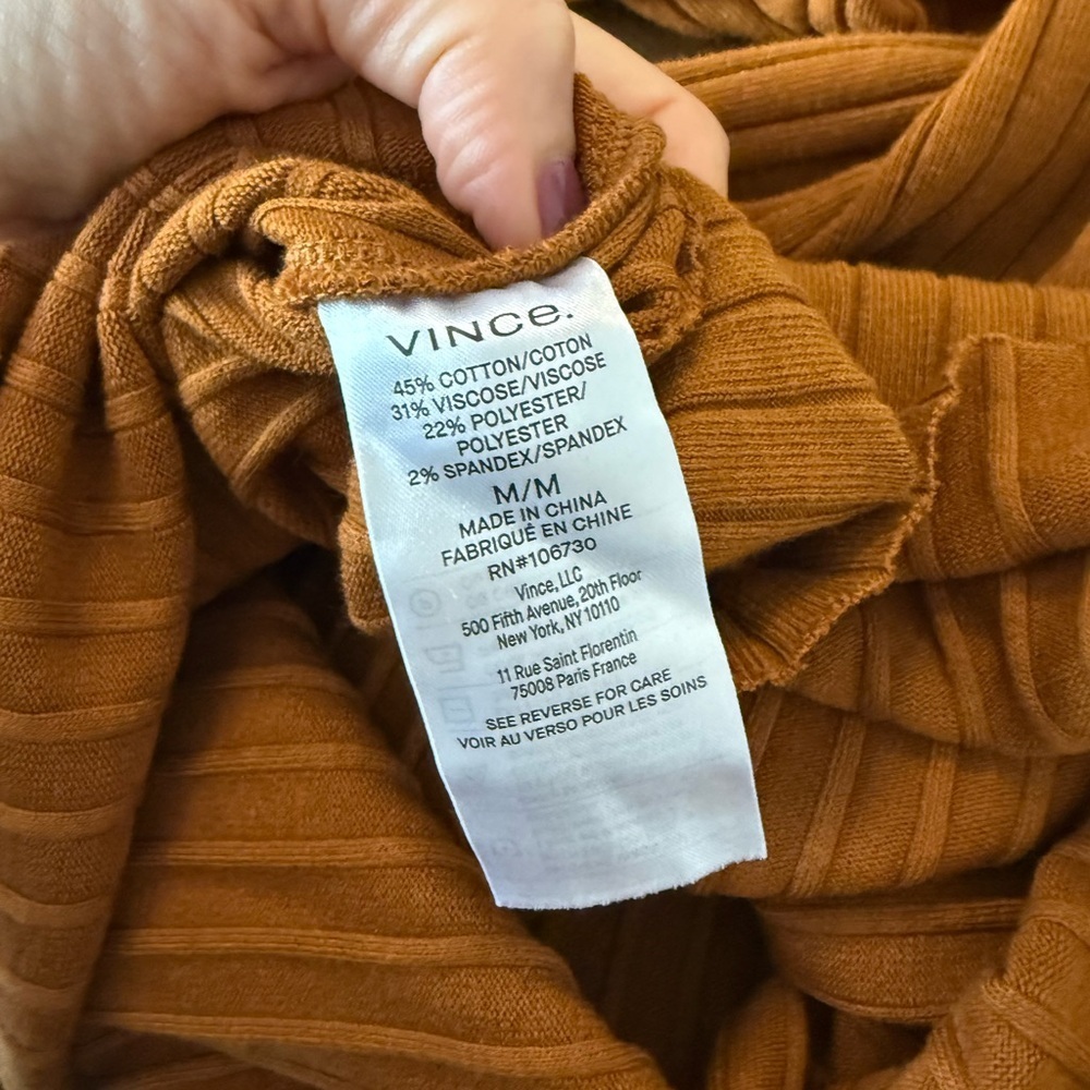 Vince Terracotta Ribbed Razorback Tank Midi Dress - Picture 8 of 8